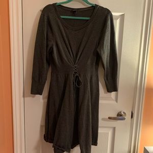 Torrid Heavy Knit 1x Grey Dress with Corset Ties